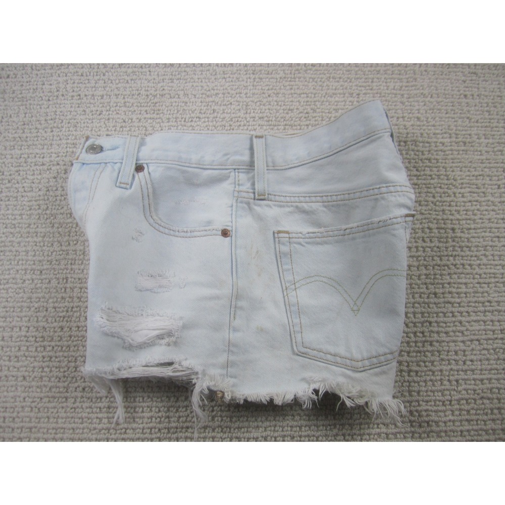 Levi's 501 Shorts Womens 25 Blue Distressed Denim Cut Off 5-Button Fly Jean - Picture 7 of 16